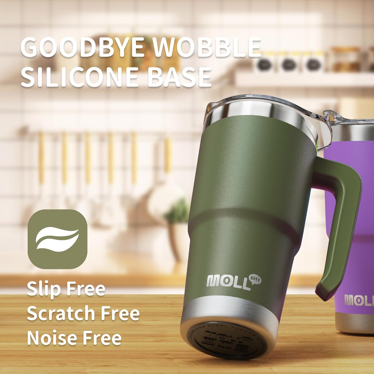 16 oz Tumbler with Handle Reusable Stainless Steel Vacuum Insulated Tumbler Cups with Lid and Straw Travel Coffee Mug for Women(Grass Green) - Image 4