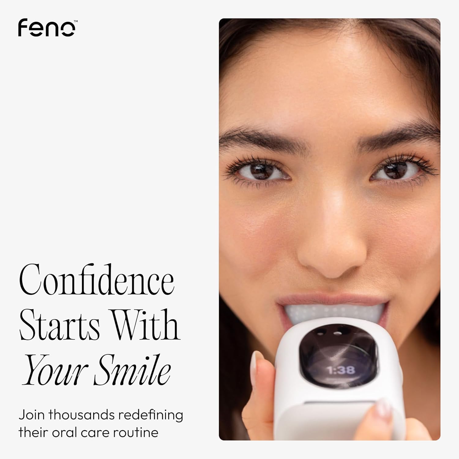 Feno Smartbrush Electric Toothbrush for Adults – AI-Powered Oscillating Toothbrush with App and Personalized Mouthpiece, 20-Second Deep Clean, Rechargeable, Includes 1 Bottle of Feno Foam Toothpaste