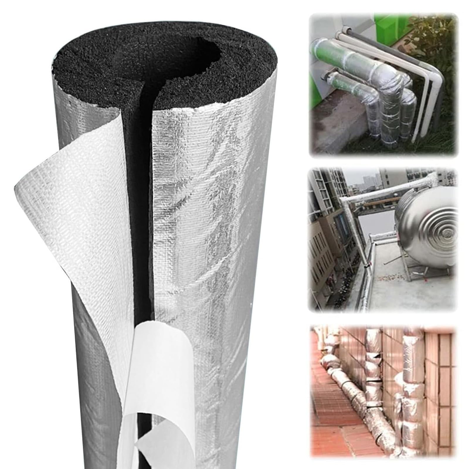 95cm Guaina Isolante In Gomma, Tubo Isolante Antigelo per Esterni, Isolante per Tubi In Foglio Di Alluminio Autosigillante, ID 22-120mm per Tubi Dell'acqua Fredda e Calda, Condizionatori(TK 30mm L 95c