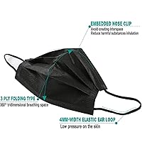 Vista 5 de Wecolor Paquete de 120 mascarillas desechables con cinta elástica para las orejas, 3 capas transpirables (negro)
