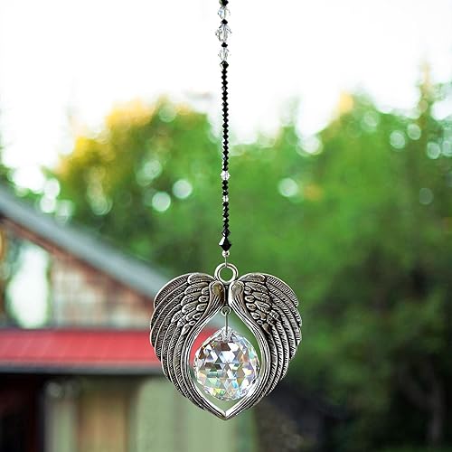 Miniatura 4 de Angel Suncatcher - Colgante de ángel de cristal, alas de ángel, campanillas de viento de cristal para exteriores, decoración del hogar, colgante de