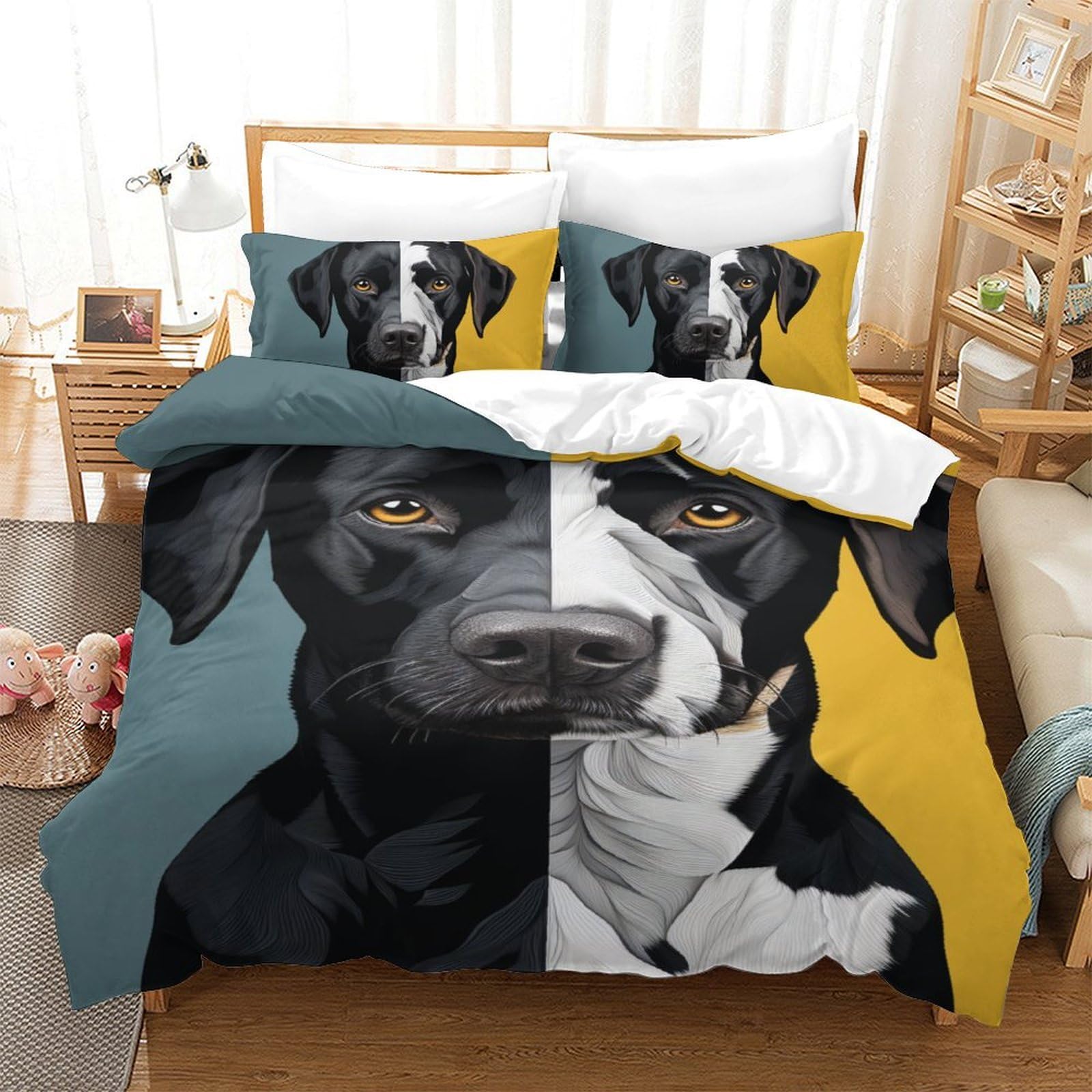 Housse de couette 3D Labrador, le cadeau idéal de parure de lit 3 pièces pour les enfants