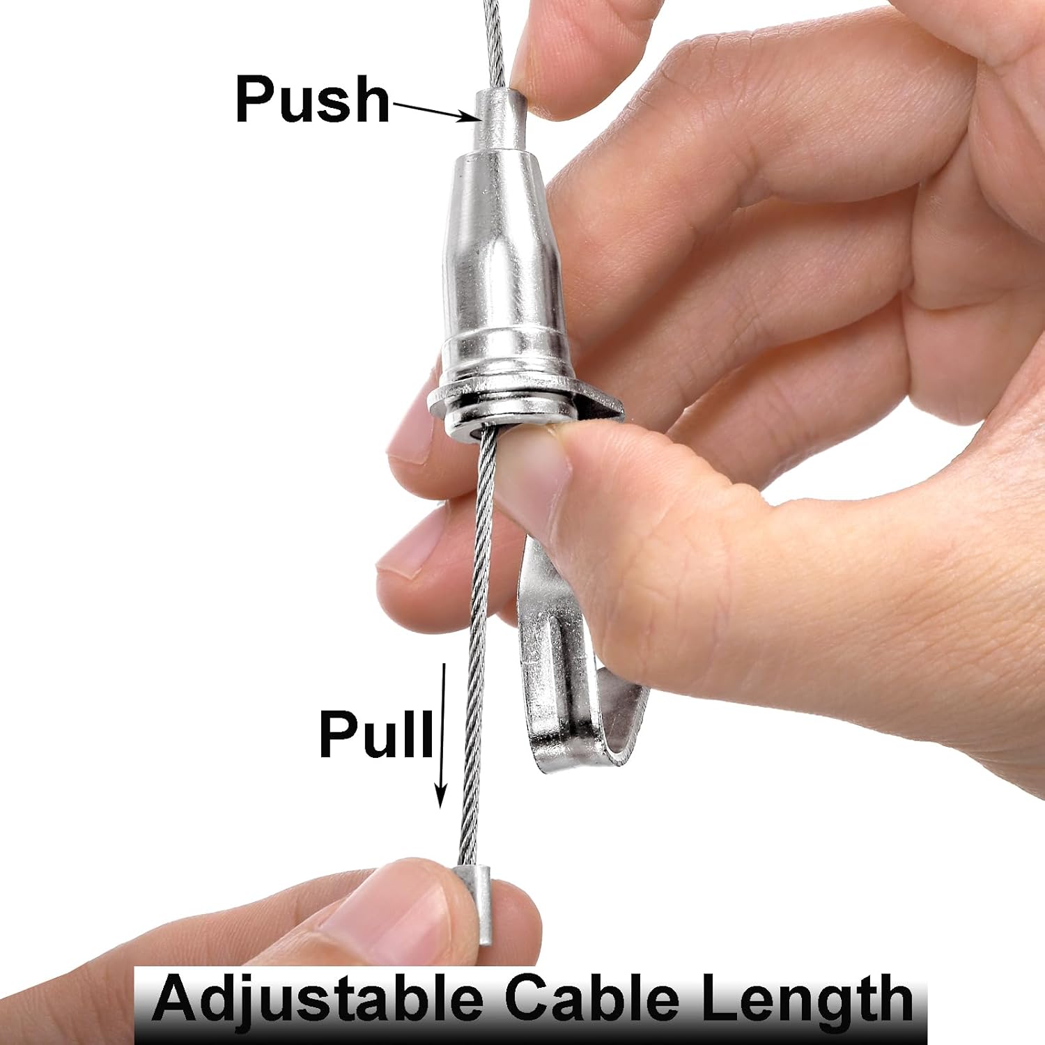 Okllen 20 Pack Picture Rail Hooks and Wire, Picture Rail Hanging System, 3ft Length Picture Hanging Wire with Loop & Adjustable Wire Hooks Kit, Silver