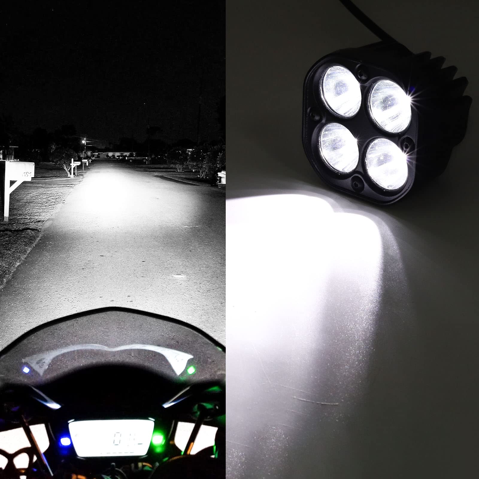40W LED Luz de trabajo Offroad Luces de conducción, 2PCS Focos de motocicleta blancos Luz antiniebla universal Faro auxiliar para automóvil Motocycle Boat Truck 4X4