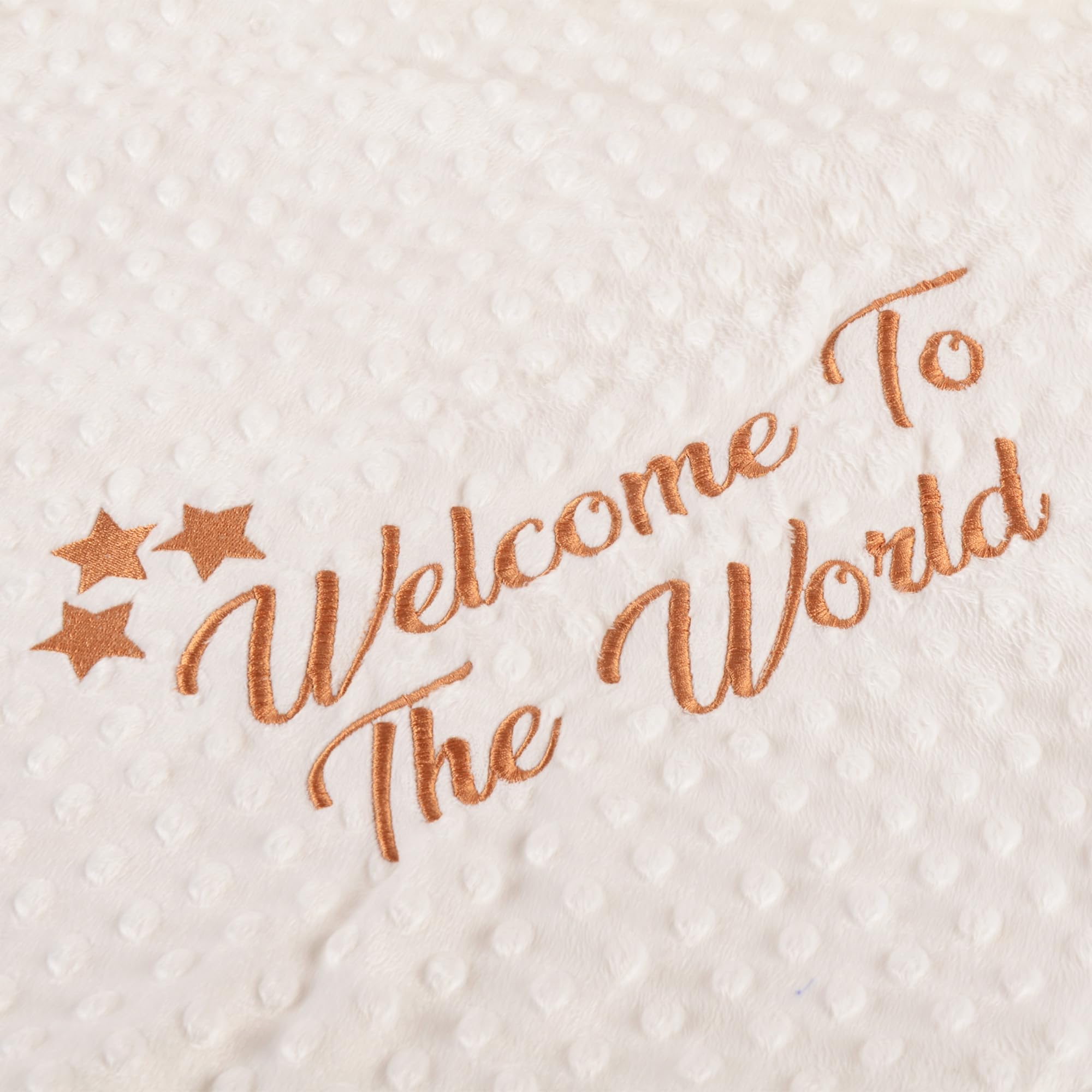 BABY SHOWER CHOCOLATE "Welcome To The World" Embroidered Blanket, Nursery Gift, Newborn Gift