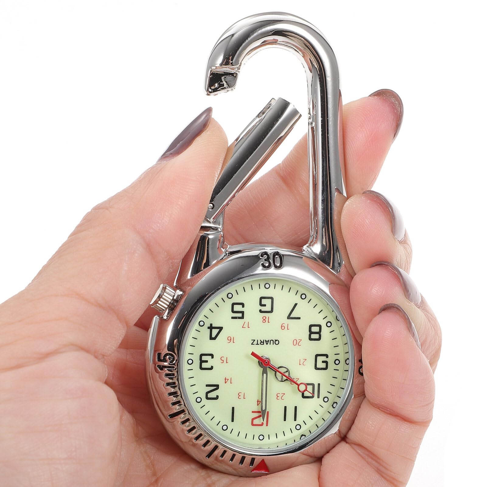 ULTECHNOVO Orologio a Clip Con Quadrante Fosforescente E Moschettone Per Zaino Cintura Orologio Da Taschino Unisex Leggero Per Escursionismo Alpinismo Infermieri Movimento Preciso