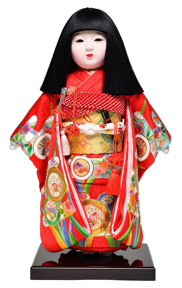 Amazon.co.jp: 市松人形 10号市松人形：正絹別染霞に紋柄：元賀章介作