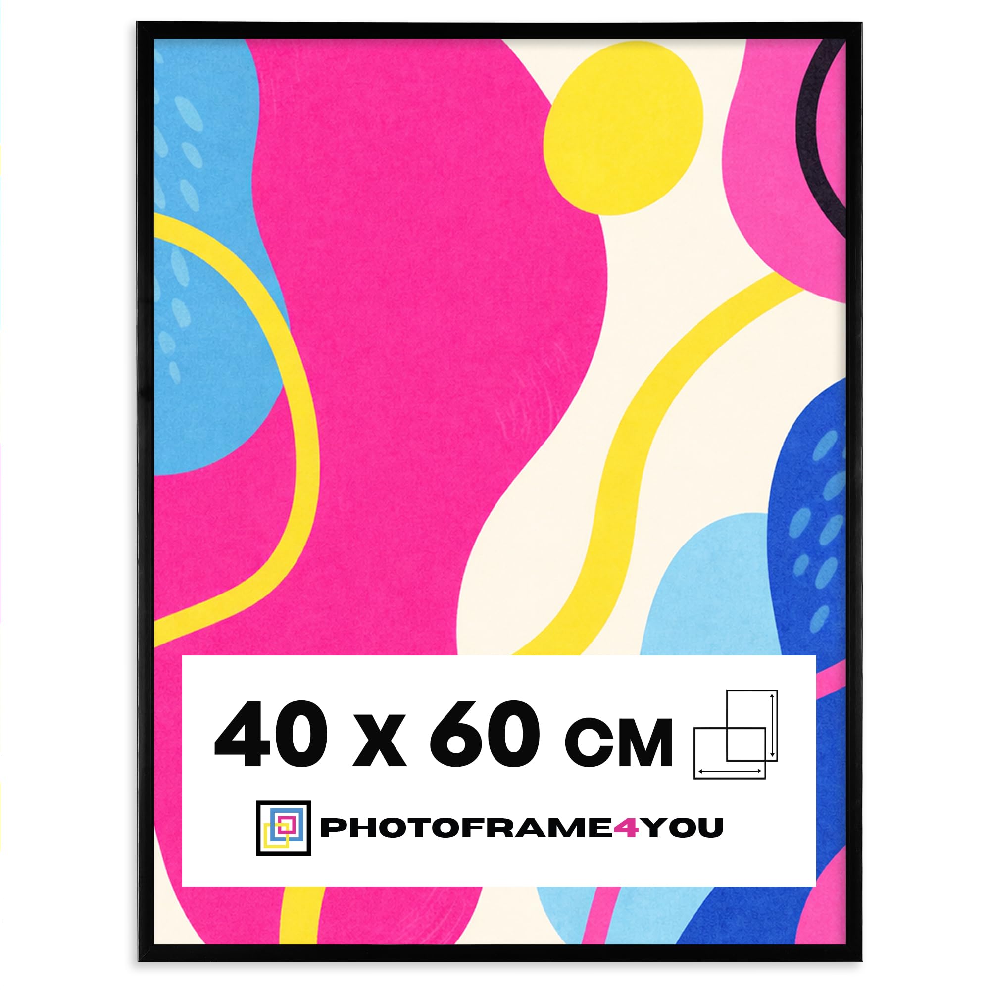 Photoframe4you - Black Photo Frame 40x60 cm / 15,7x23,6 in. - Shatterproof Acrylic Glass - Minimalist MDF Wall Hanging for Posters, Puzzles, Certificates & More - Modern Decor - Arco