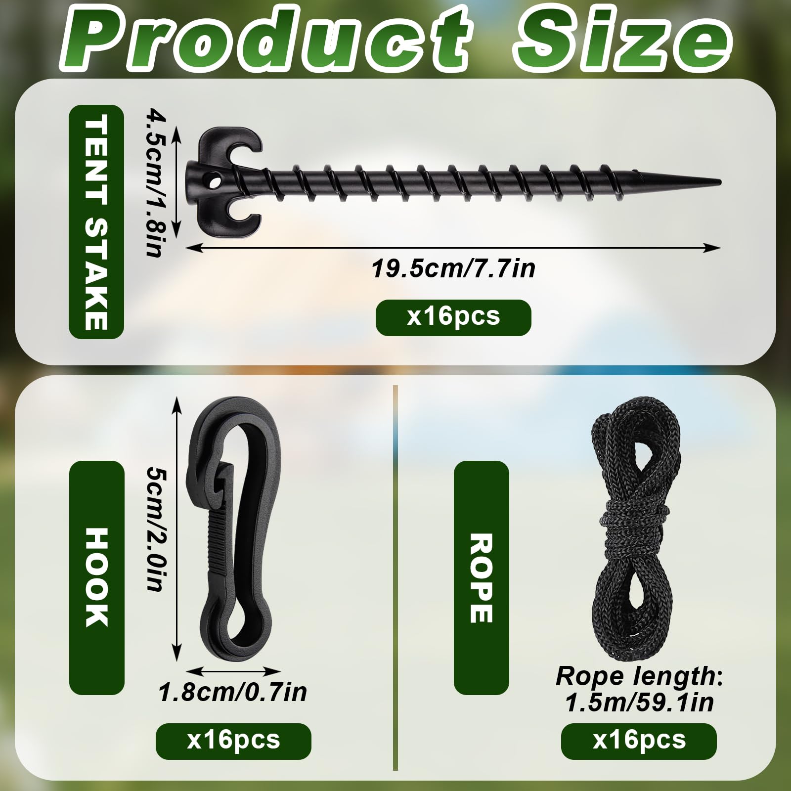 Qumenan 48 Pieces Plastic Inflatable Stakes Set Plastic Tent Stakes with Hooks & Ropes Camping Stakes Duty Tent Pegs for Halloween Christmas Yard Inflatables Sturdy Tent Canopy Stake