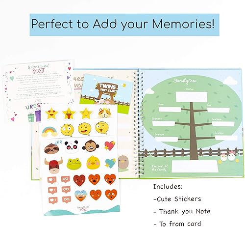 Miniatura 2 de Artículos para bebés gemelos  Libro de recuerdos de tapa dura para primer año edición de nubes  Álbum de fotos de diario e hitos para bebés recién