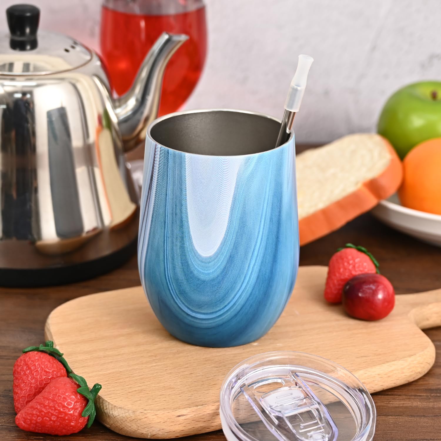 Joymaking Reusable Coffee Cup, Double Walled -Insulated Travel Mug Vacuum Stainless Steel Wine Tumbler with Spill Proof Lid - Image 3