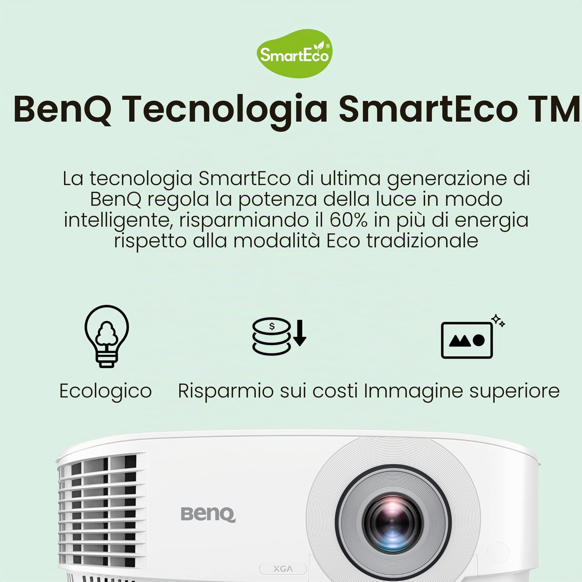 Proiettore BenQ MW560C WXGA Business, DLP, 4.000 lumen, contrasto 20.000:1, HDMI/VGA, correzione trapezoidale automatica, configurazione semplice, tecnologia SmartEco