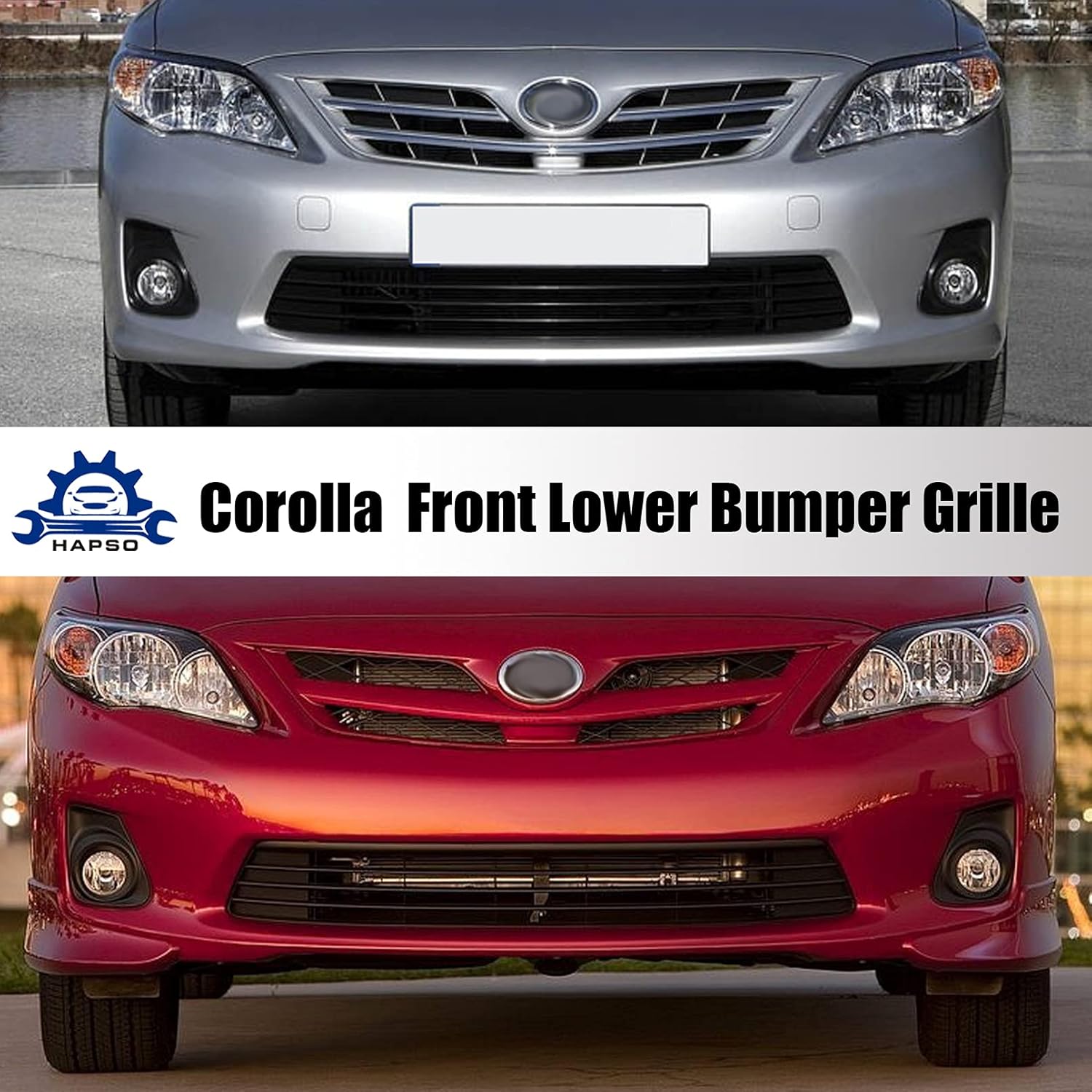 Front Center Bumper Lower Grille Corolla Black Direct Insert Replacement Grill Compatible with Toyota Corolla Sedan 4-Door 2011-2013 5311202280 TO1036125