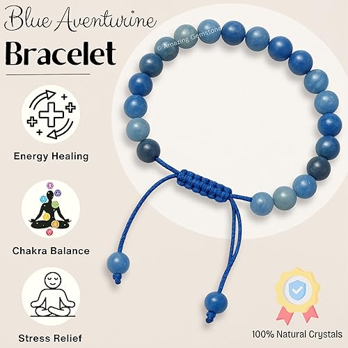 Vista 747 de Amazing Gemstone Yaxaite Bracelet for Women Men's Gifts - Protection Healing Crystal Bracelet - 8mm Gemstone Beaded Adjustable Bracelet Pulseras