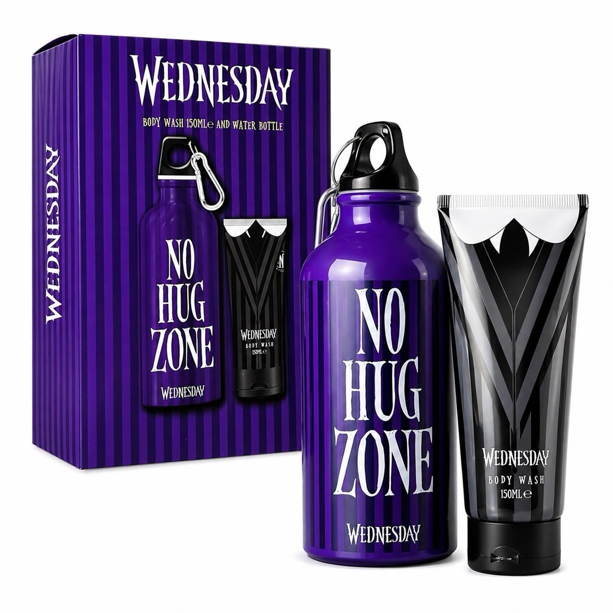Wednesday Body Wash & Water Bottle Gift Set - ""No Hug Zone"" Official Product