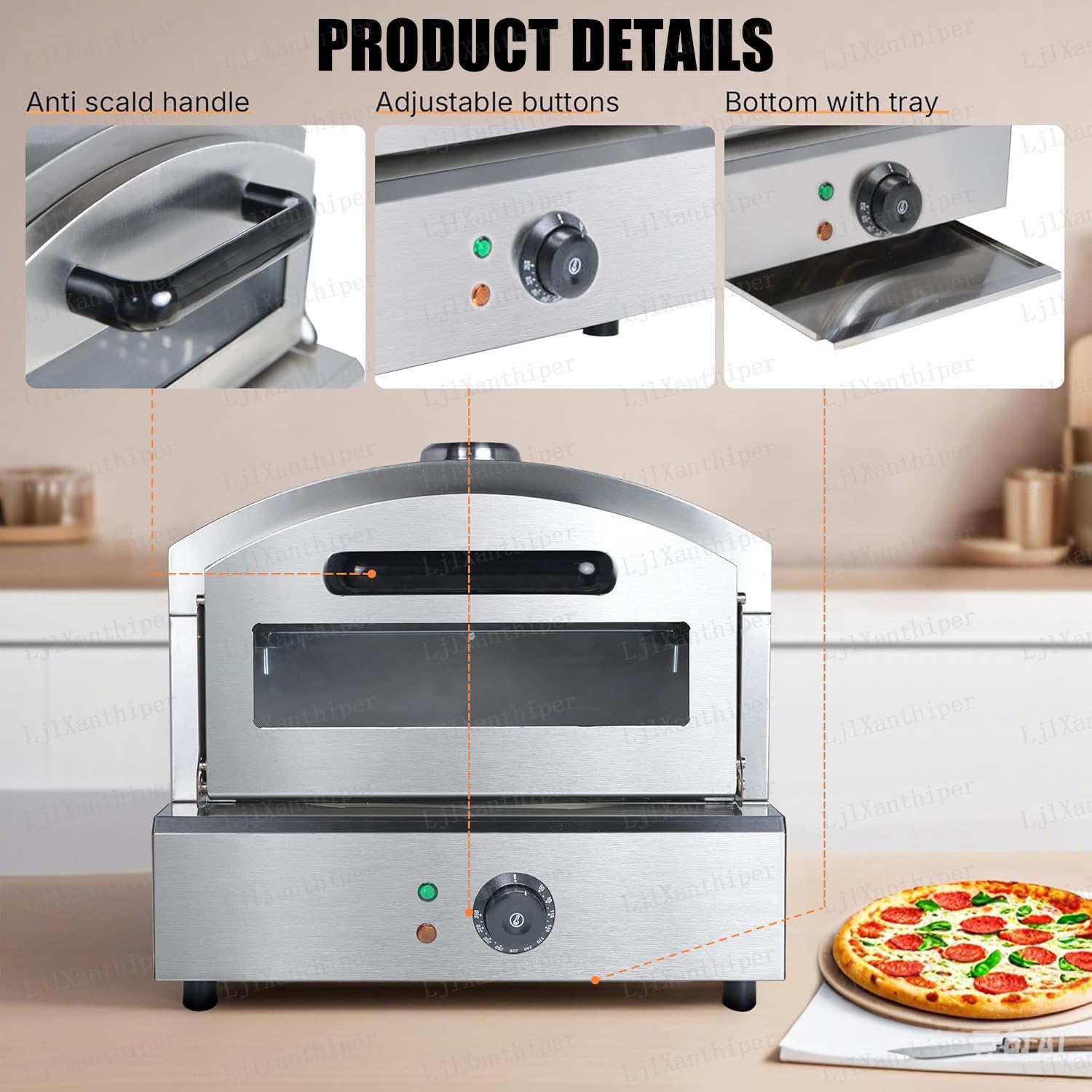 Máquina Para Hacer Pizza Profesional,Horno De Pizza Multifunción Para Exteriores,Entana De Vidrio Resistente Al Calor,Control De Temperatura,Para Asar Pizzas,Cocina Exteriores,Horno ElectricPizzaOven