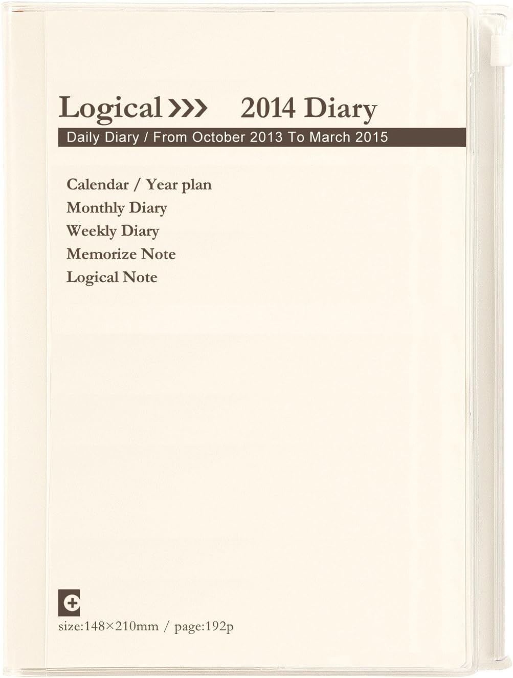 Nakabayashi DU-A503-14W Logical Diary A5 Starts January 2014, White