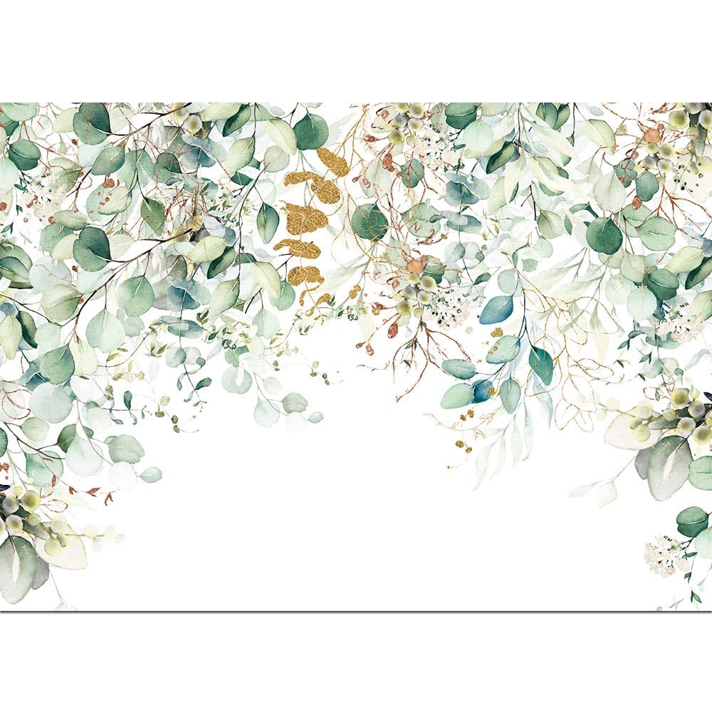 Gold and Green Eucalyptus Leaves Photography Background Spring Still Life Grass Leaf Background Prom Group Photo Backdrops for Wedding Baby Shower