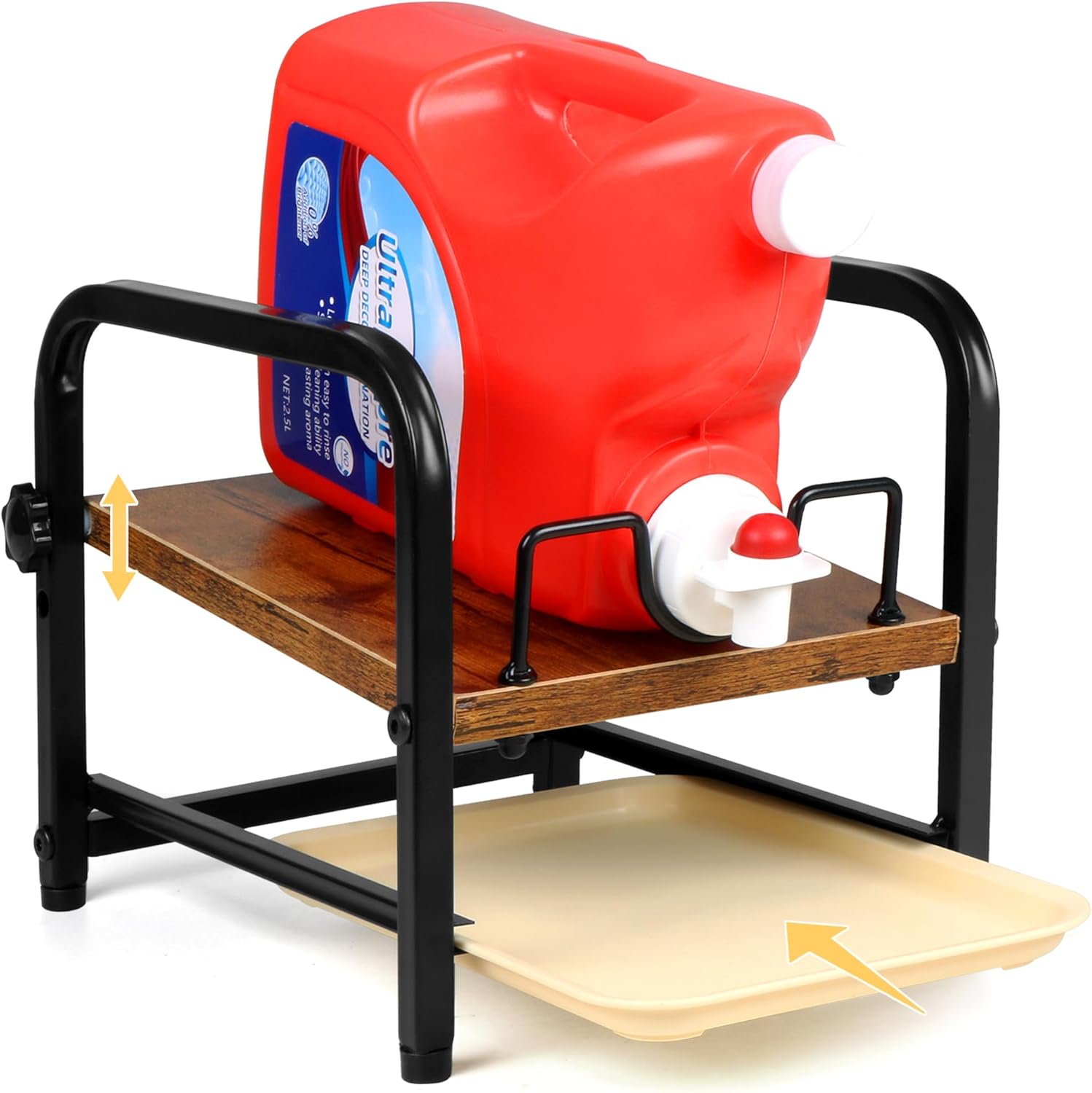 Laundry Detergent Holder & Laundry Detergent Soap Dispenser - Liquid Laundry Detergent Organizer with Drip Tray & Adjustable Tilting Board, for Laundry Room Organization and Storage