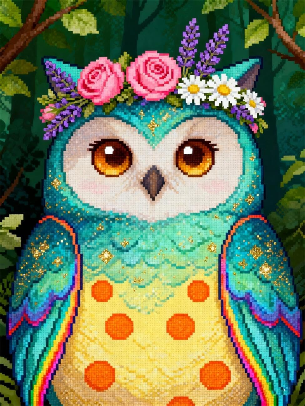 Henypt DIY Latch Hook Rug Kits Owls and Flowers 80x160cm