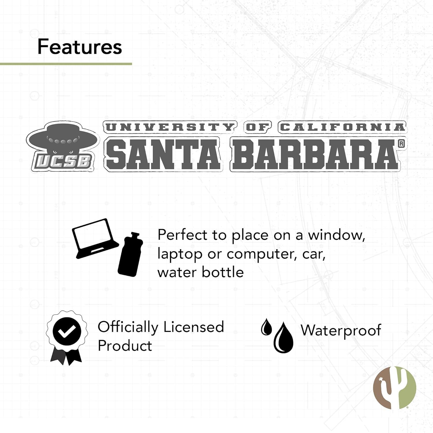 Desert Cactus University of California Santa Barbara Gauchos Name Logo Vinyl Decal Laptop Water Bottle Car Scrapbook (8 Inch Sticker) - Image 4