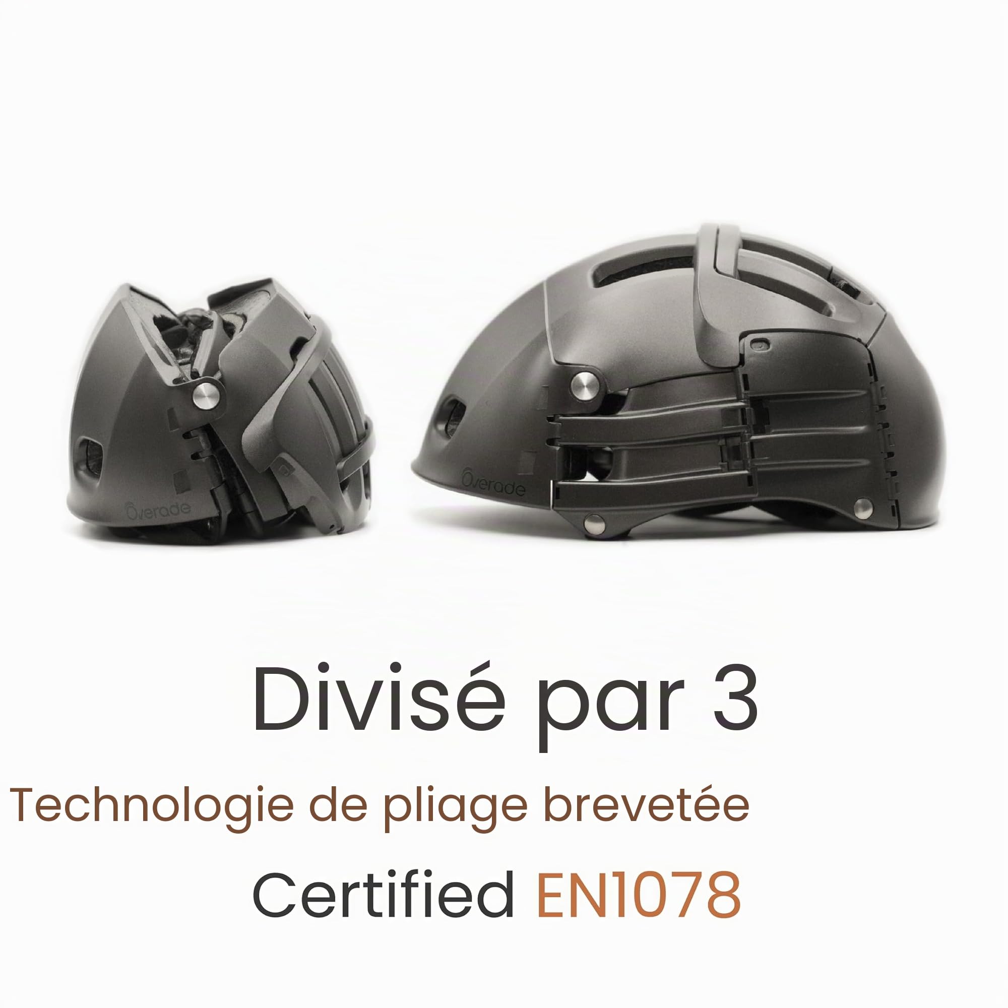 Overade Innovation Française - Casque Pliable Plixi Pour Vélo, Trottinette, Rollers. Certifié Ce En1078, Protège Comme Un Casque Classique. Volume Divisé Par 3. Deux Tailles.