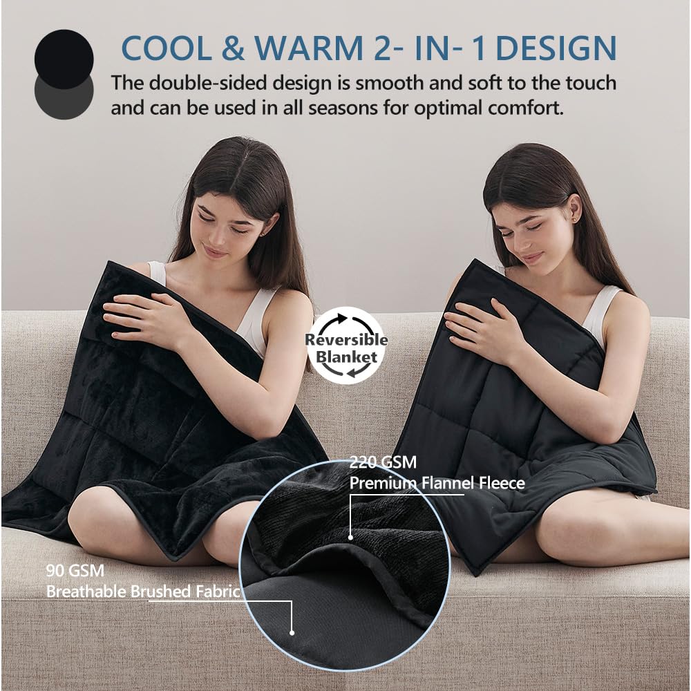 L'AGRATY Couverture lestée de 2,3 kg : petites couvertures lestées pour adultes et voyage – Couverture lestée rafraîchissante pour dormir et se détendre – Couverture confortable lavable en toutes