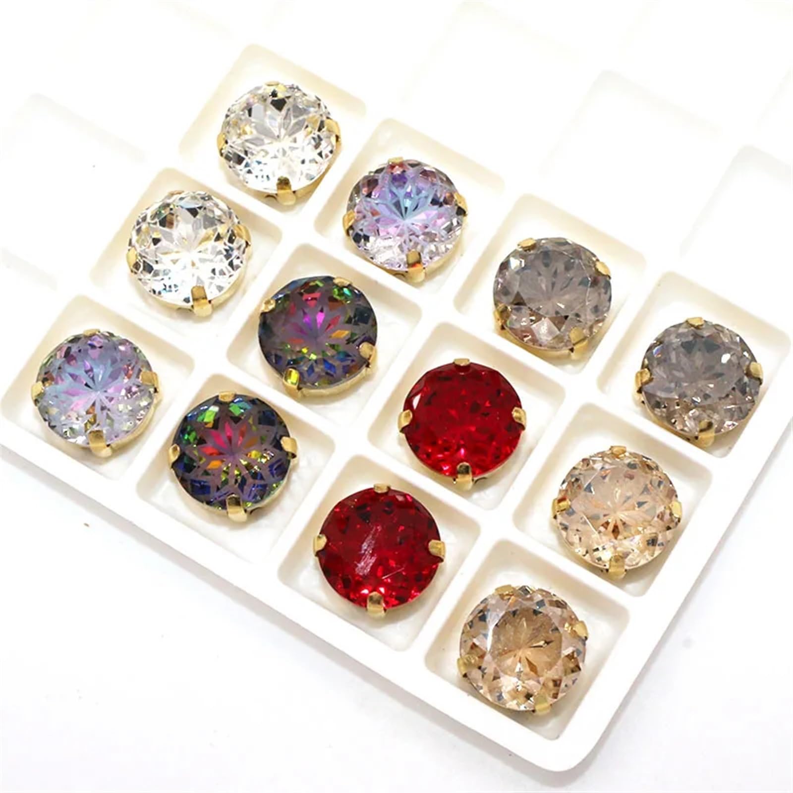 Sertissage à Griffes - Strass En Verre Lot De 50 Griffes Dorées En Forme De Mélange De Formes, En Verre Transparent, à Coudre, Strass, For Robe De Mariée, Chaussures, Sacs, Garnitures, Bricolage