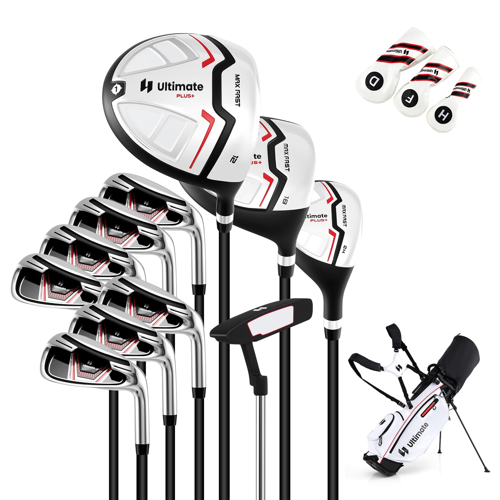 COSTWAY komplettes Damen Golfschläger Set, 9/11 teilige Golfschlägersätze rechtshändig mit Regenhaube, Golfset mit 1 Driver & 3 Fairway & 4 Hybrid & 6/7/ 8/9/ P Eisen & Putter