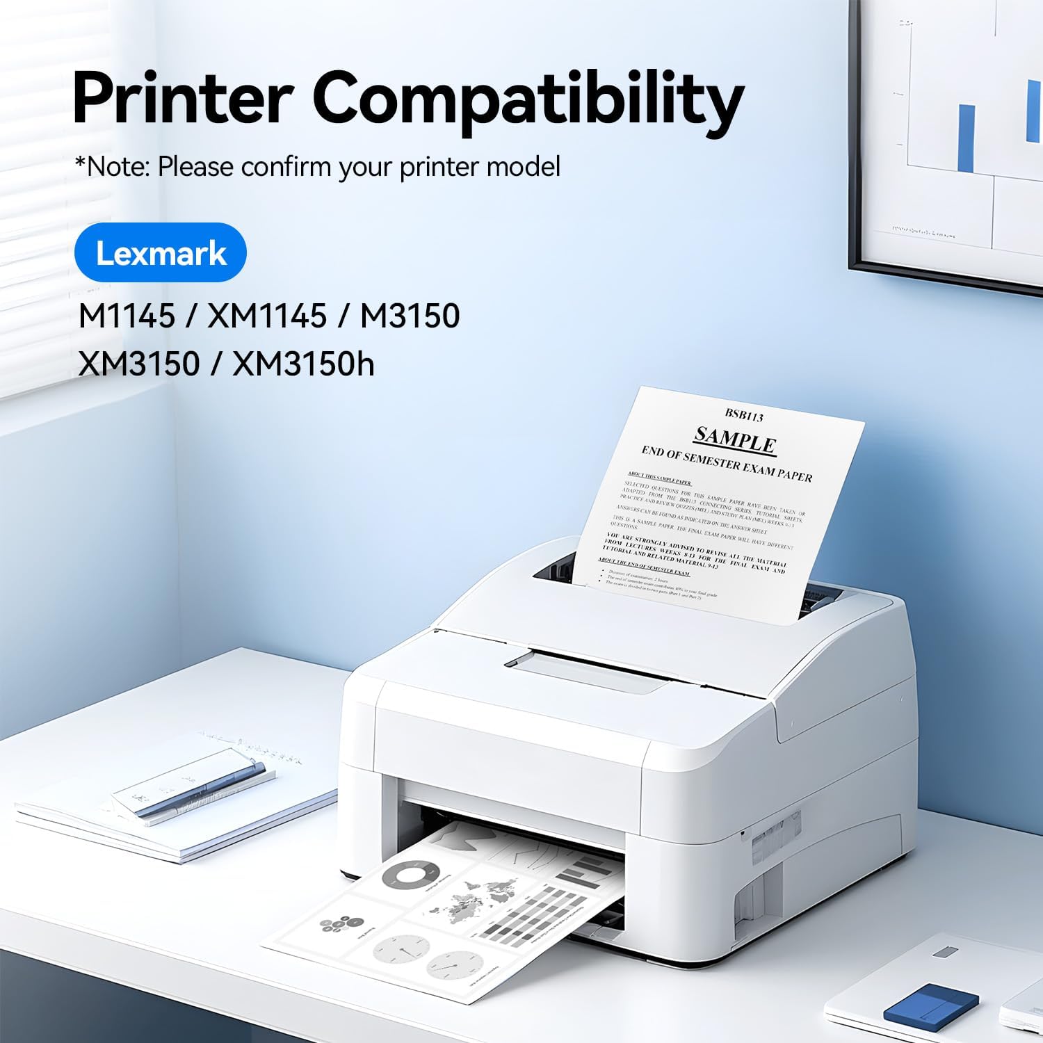 24B6040 Imaging Unit (Not Toner) High Yield Replacement for Lexmark 24B6040 Drum Unit Compatible with M1140 XM1140 M1145 XM1145 M3150 XM3150 XM3150h Laser Printer All-in-One Copier (60,000 Pages)
