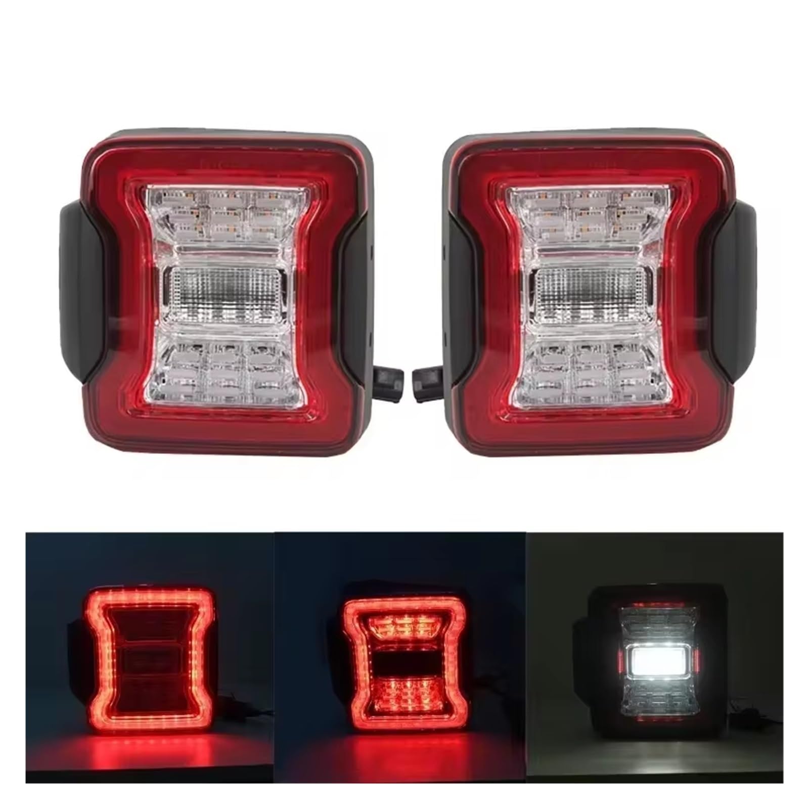 Traseras Piloto Trasero Lámpara Trasera LED Para Coche Luz Marcha Atrás Para Jeep Para Wrangler Para JK 2007 2008 2009 2010 2011 2012 2013 2014 2015 2016 2017 (versión UE) faros traseras montaje(Clear
