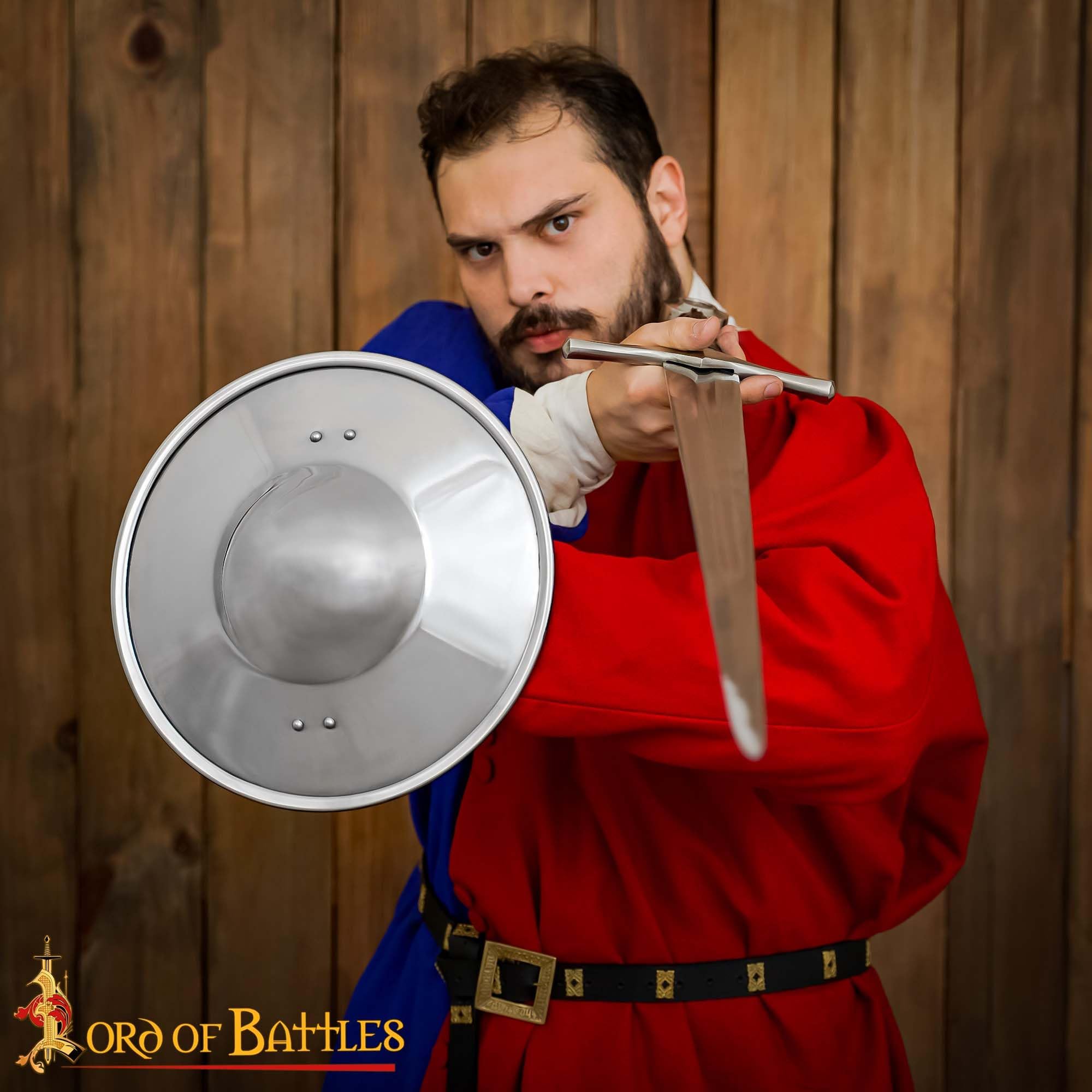 Lord of Battles Late Medieval Steel Buckler Handmade Shield with Wooden Handle Battle Ready, Ideal for LARP Ren Fair (Polished Buckler) - Image 2