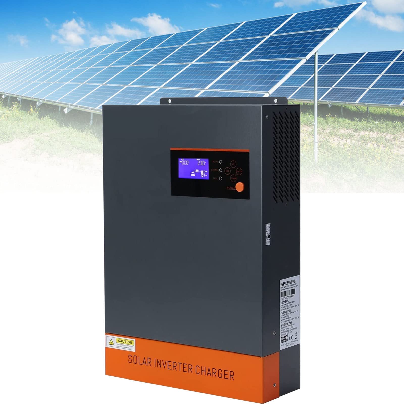 5500W Inverter Solare Ibrido 230VAC Inverter a Onda Sinusoidale Pura Inverter Pura off-Grid con Caricatore Solare MPPT da 80A+Caricatore AC,Batteria al Piombo/Acido da 48V