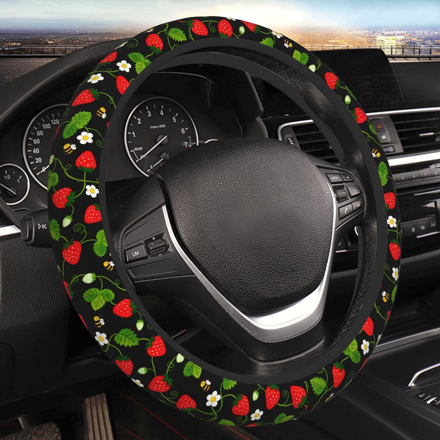 Strawberry Neoprene Steering Wheel Cover, 15in Car Accessories