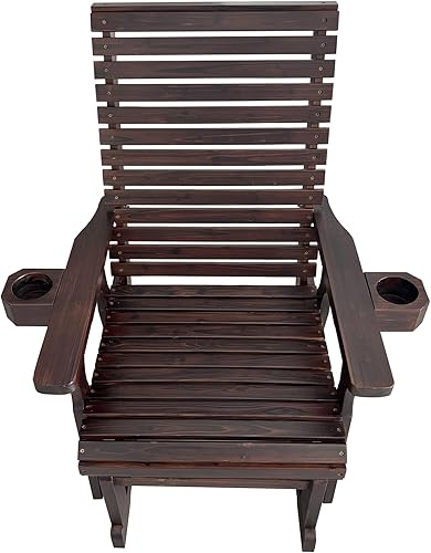 Miniatura 8 de Fortune Candy Planeador de madera para patio para una persona, con respaldo alto y asiento contorneado profundo, madera de abeto maciza, resistente