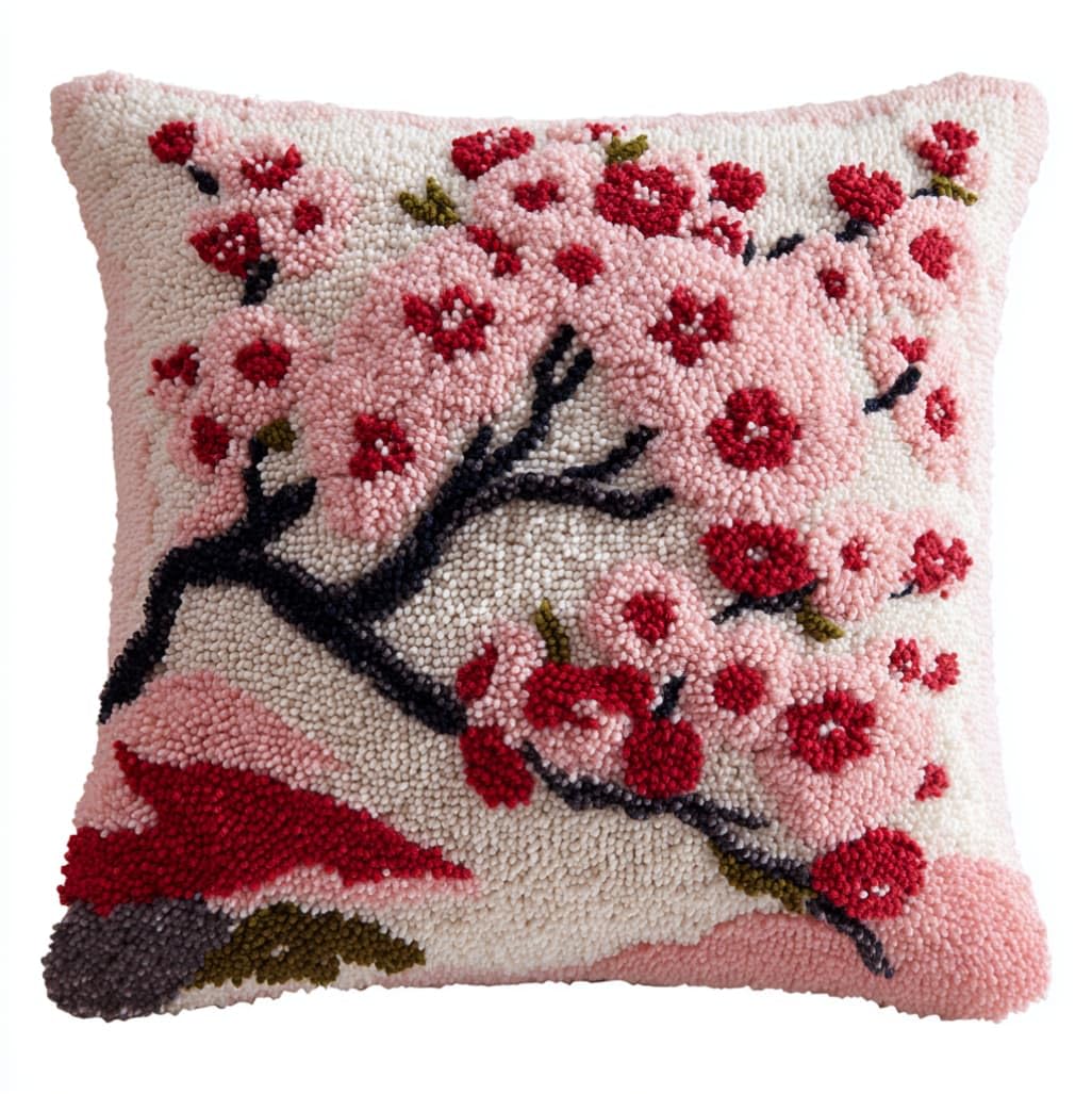Axiangzik Plum Blossom Branches Latch Hook Rug Cushion Kit 43X43cm,