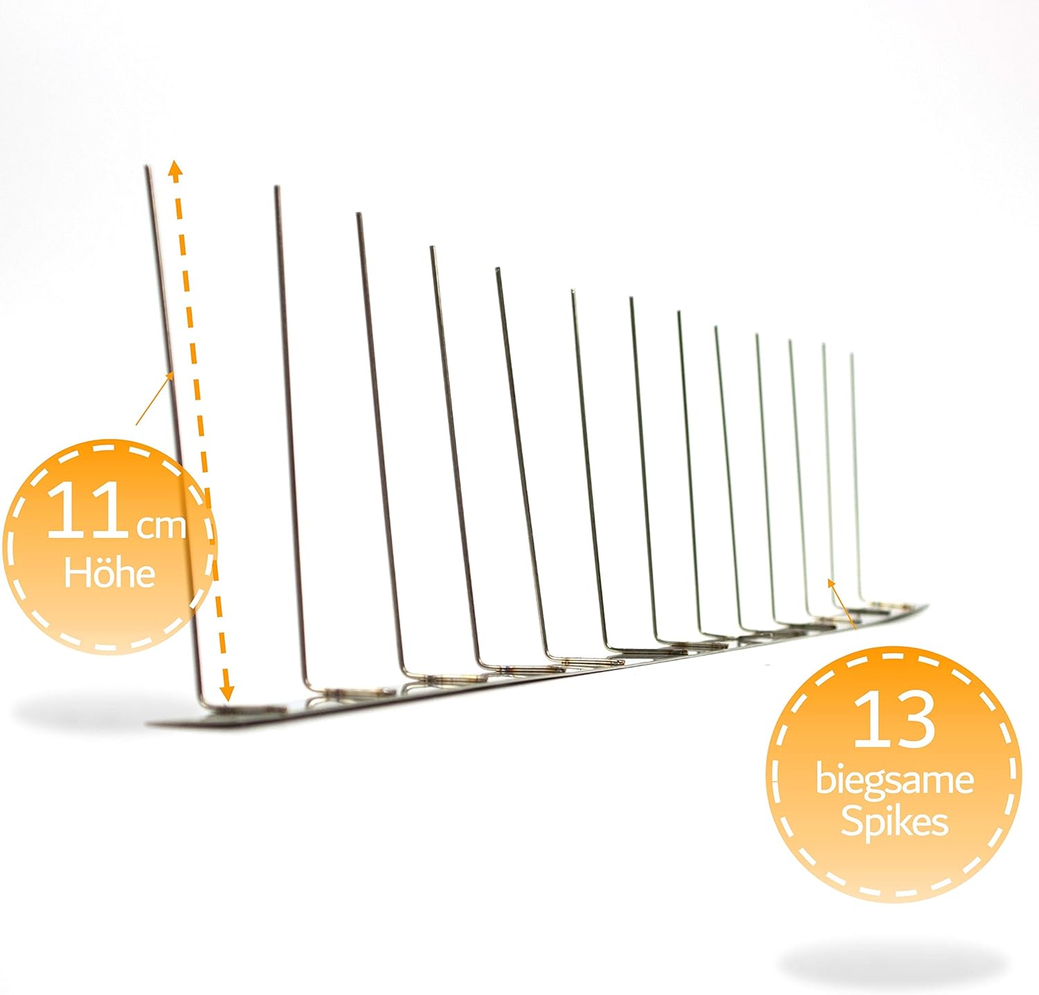 Stainless Steel Pigeon Deterrent, 1 Row on Stainless Steel Rack, Pigeon