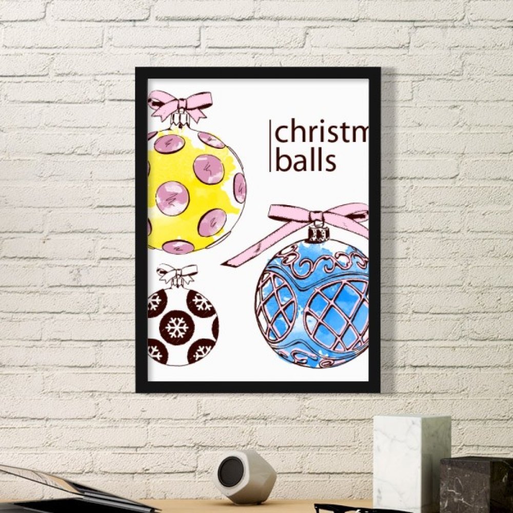 Cadre photo Joyeux Noël avec motif de bonbons rond noir taille M pour décoration murale festive