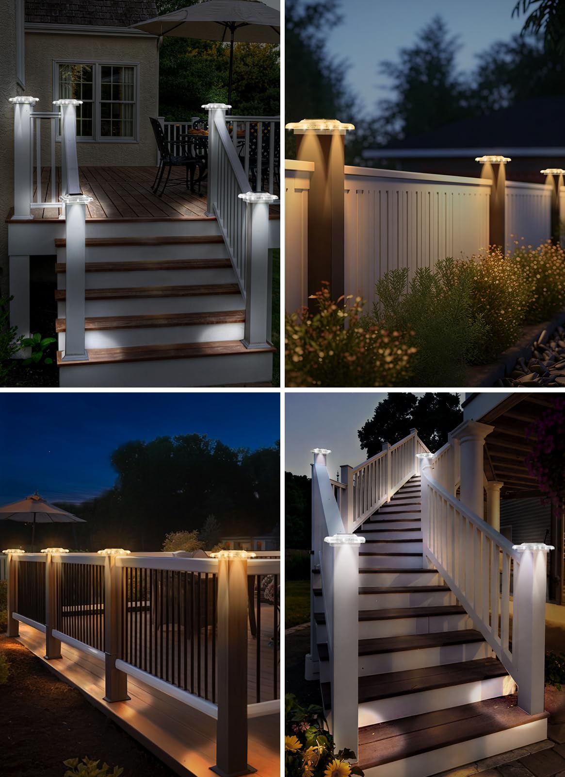 NATPOW Solar Post Lights, Garden Fence Lights Warm White & Cool White Dusk Till Dawn Outdoor Light - Image 2