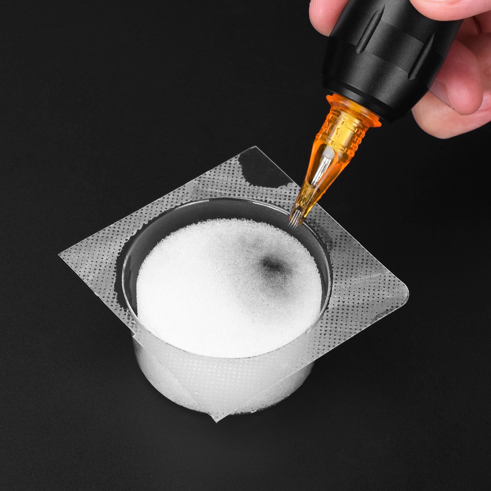 Atomus 36pcs sumergir la aguja de tatuaje de espuma limpiar la taza sumergir enjuagar la cabeza de la capucha sumergir la aguja de tinta profesional sumergir la espuma limpiar