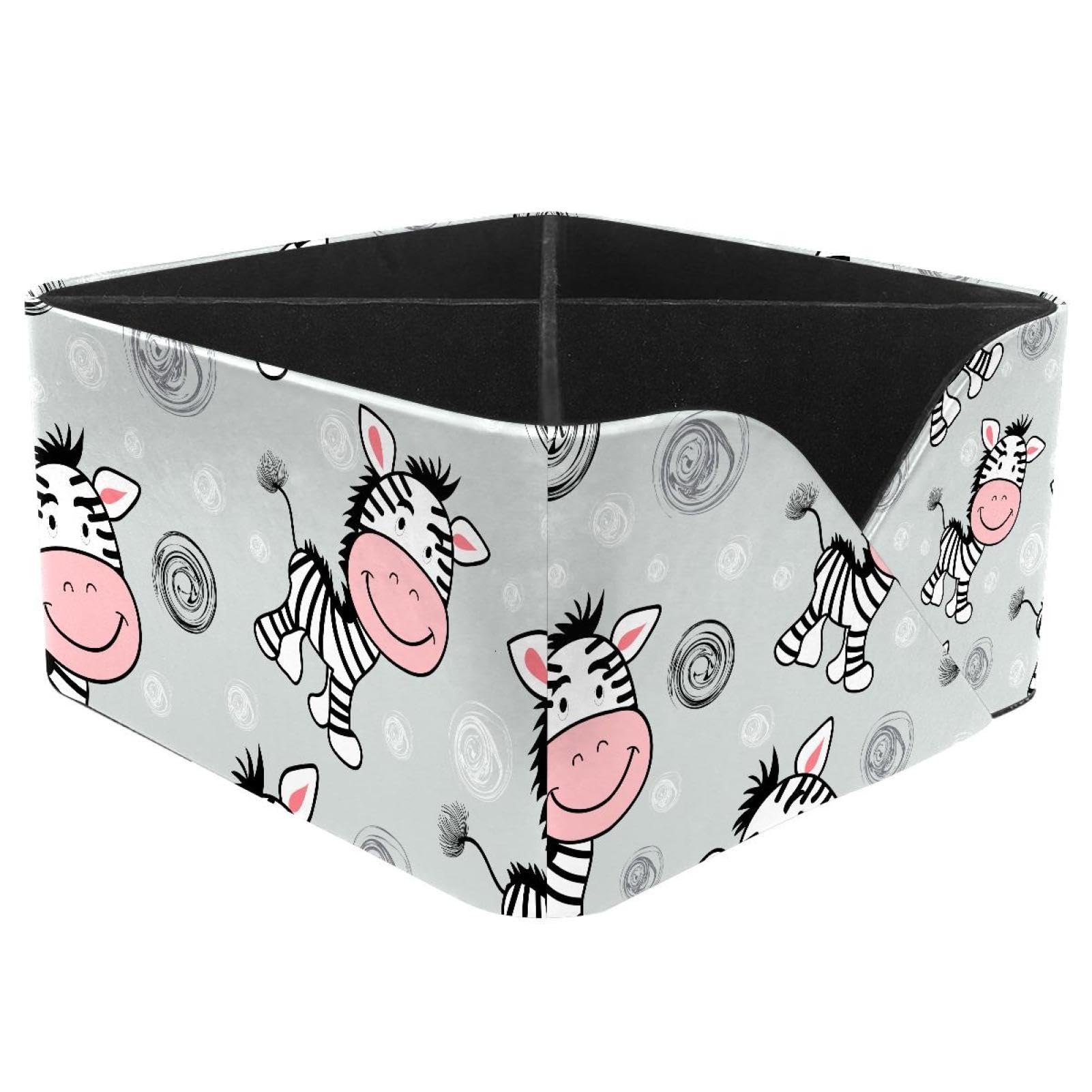 KengjuTesu Cute Zebra Desktop Organizer Pen Holder, Rectangular Pencil Cup for Office, Study and Makeup Stations