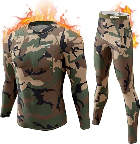 romision Ropa interior térmica para hombre, pantalones largos con forro polar, equipo de caza, parte inferior, capa base para clima frío, XS-4XL