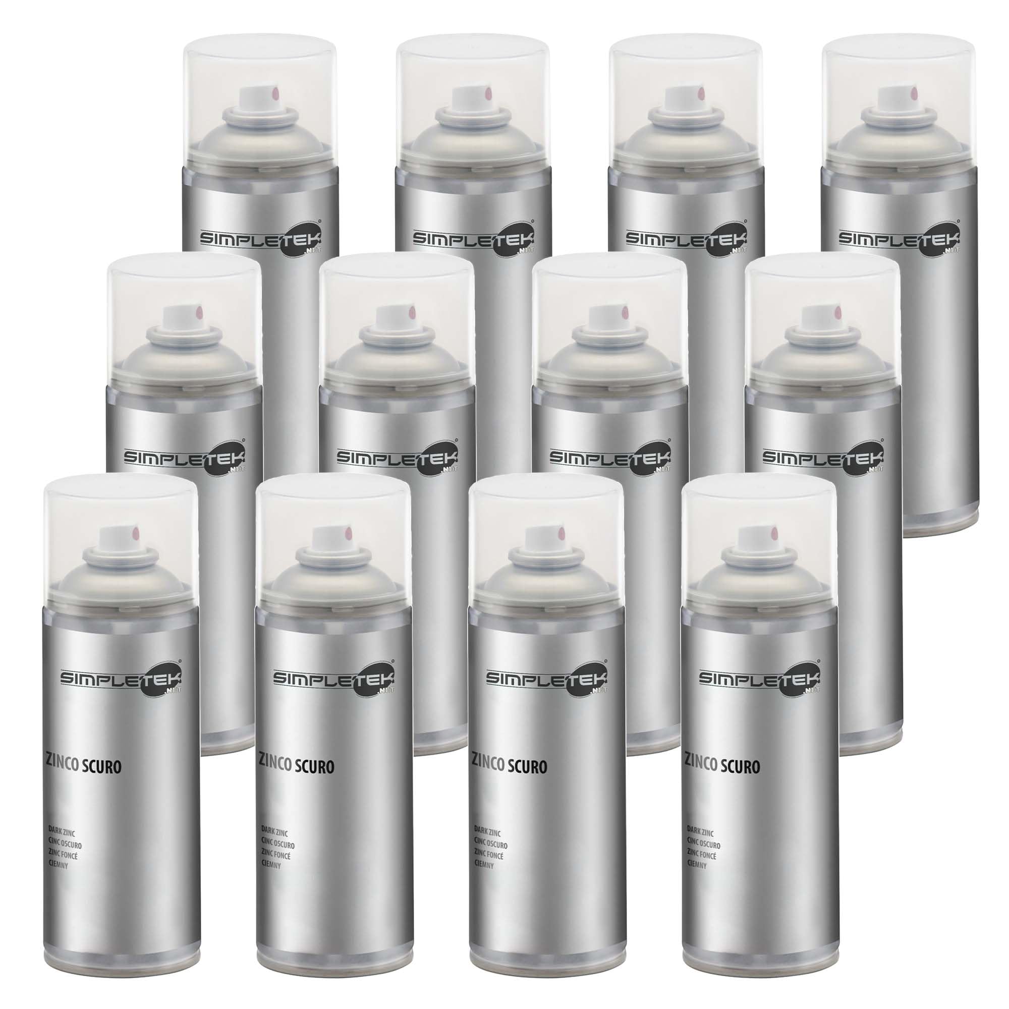 SIMPLETEK - 12X Bomboletta Spray Vernice Zincante Zinco Scuro A Freddo Per Metalli Galvanica Protegge Dall'Ossidazione 400 ml (12 pezzi)