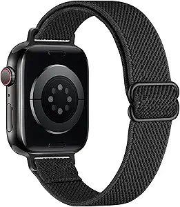 Slim Stretchy Bands Compatible with Apple Watch Band 40mm 41mm 42mm 38mm 44mm 45mm 46mm 49mm Women Men, Soft Fashion Nylon Braided Elastic Strap for iWatch Series 10 SE 9 8 7 6 5 4 3 2 1 Ultra 2