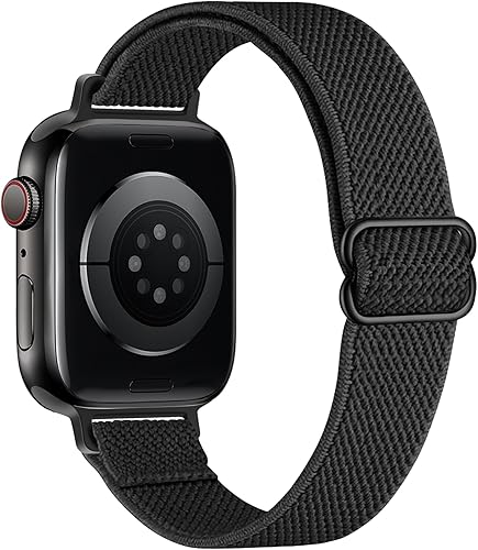 Slim Stretchy Bands Compatible with Apple Watch Band 40mm 41mm 42mm 38mm 44mm 45mm 46mm 49mm Women Men, Soft Fashion Nylon Braided Elastic Strap for iWatch Series 10 SE 9 8 7 6 5 4 3 2 1 Ultra 2
