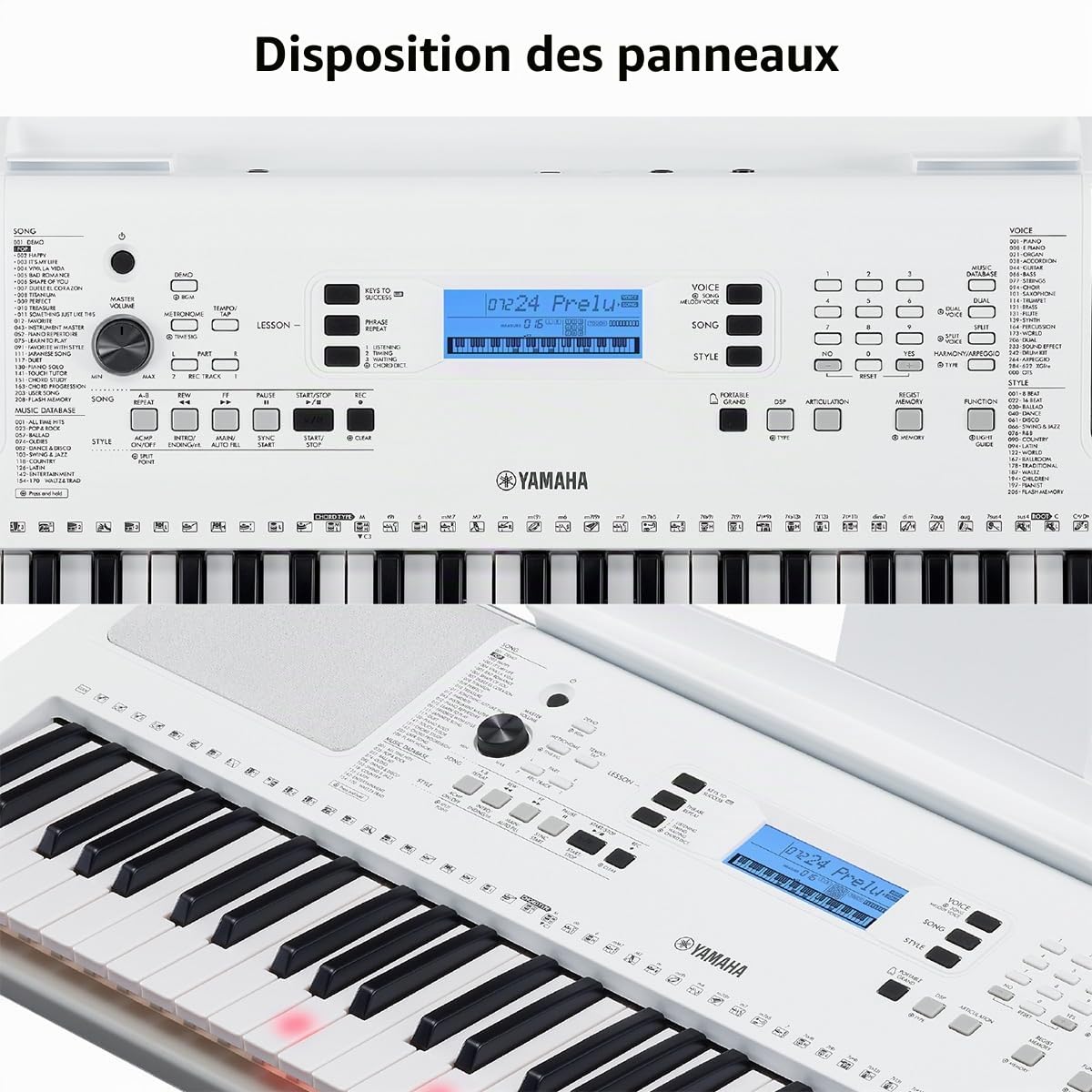 Yamaha EZ300 Clavier portable 61 touches avec touches éclairées et adaptateur d'alimentation PA130