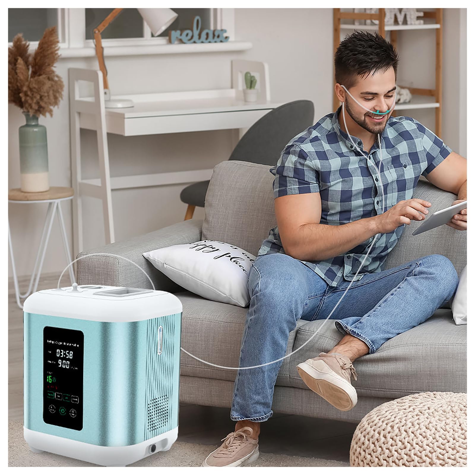 Fxnfxla Blue 600/900Ml/Min Medical-Grade Hydrogen Inhaler Machine – Pem Tech, 99.99% Ultra-Pure H2, Hydrogen Therapy Machine, Portable H2 Machine, For Clinics 900Ml/Min
