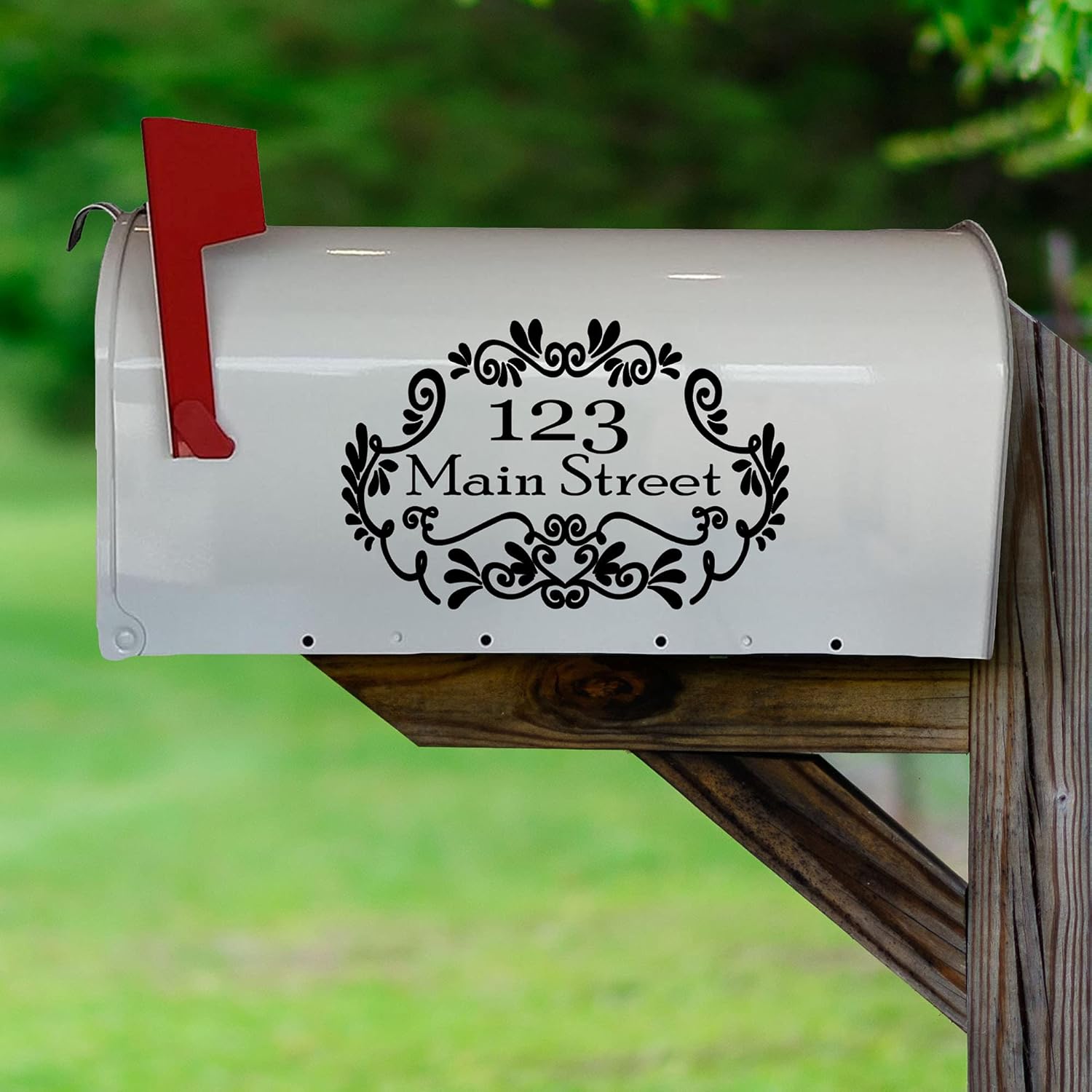 VWAQ Custom Vinyl Mailbox Address Decals Personalized Stickers Street Address - CMB8 (White)