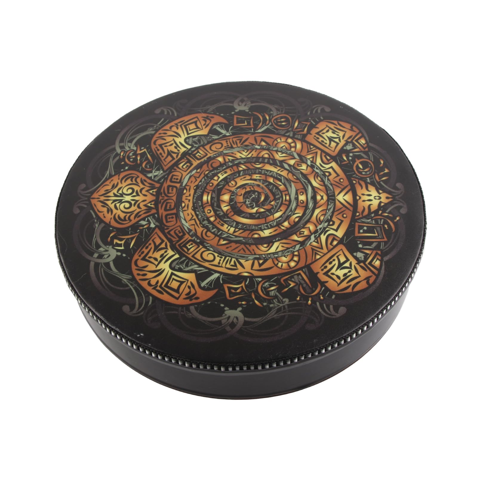 Tambor de Tótem de Tortuga Chamán para Terapia Sonido, Tambor Mano Desnuda con Concha Madera y Cabeza Piel Sintética