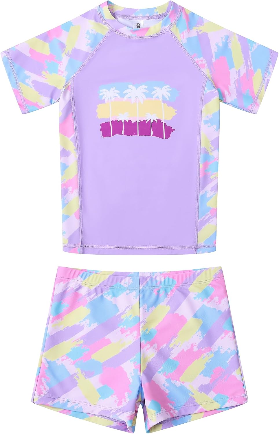 Girls 2 Pieces Rash Guard Swimsuit with UPF 50+ Quick Dry Short Sleeve Swimsuit Kid Shirt and Swim Shorts 5-14 Years